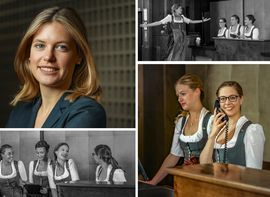 Collage von Mitarbeiterinnen des Platzl Hotel in Dirndl